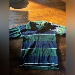 S long sleeve collared shirt blue green and white Y2K